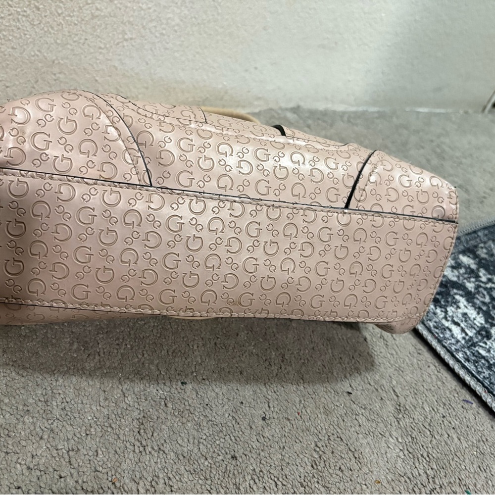 Guess Tan Satchel with Logo Pattern - Picture 8 of 8